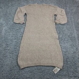 OYROSY Dress Womens XS Beige Sweater Dress Knit Balloon Sleeve Pullover NWT